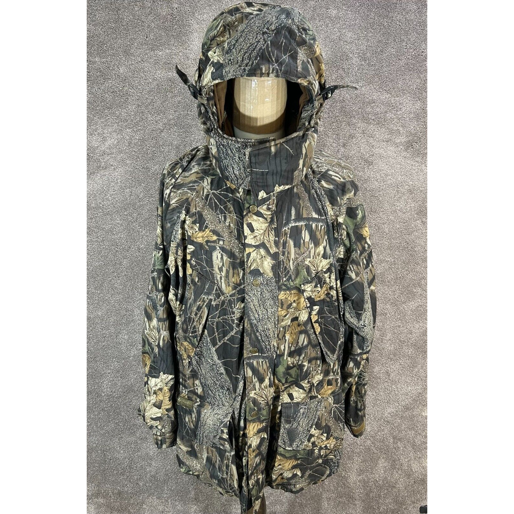 Columbia Coat Mens XL Tall Hooded Camo Jacket Full Zip & Snap 7 Pockets NO LINER